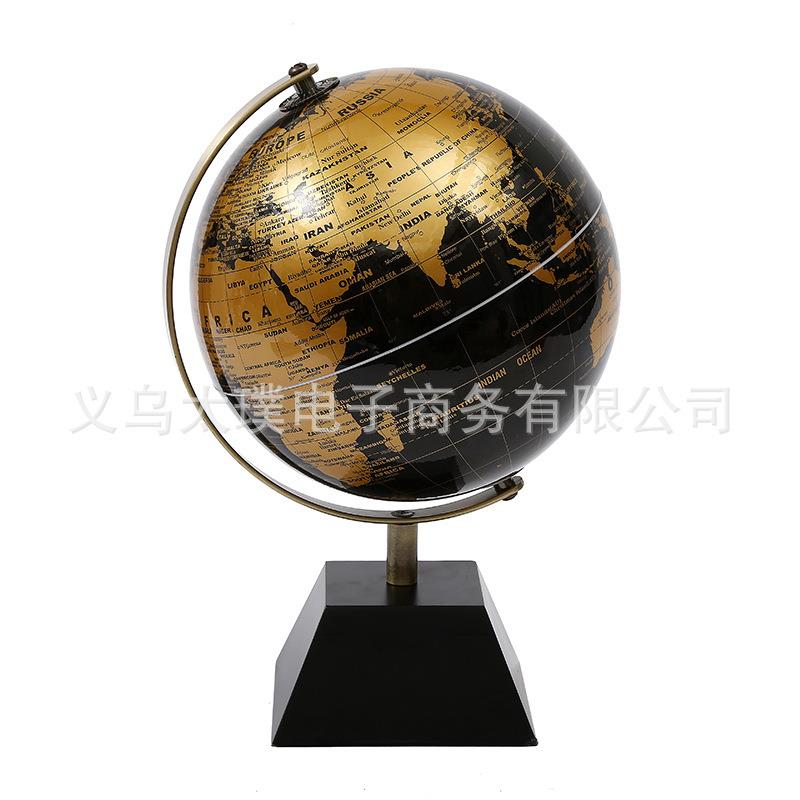北欧创意20cm英文黑金地球仪摆件客厅办公室书房桌面酒柜家居饰品