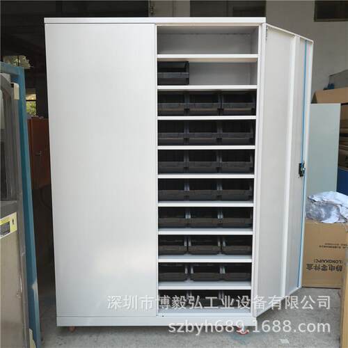 深圳双开门重型五金工具柜 维修车间铁皮零件柜 层板可调节置物柜