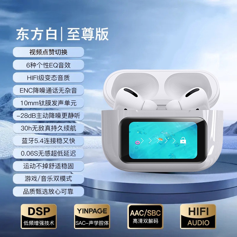 2025新款带屏幕真无线蓝牙耳机