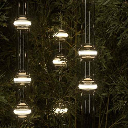 北欧床头餐厅吧台吊灯简约现代别墅中空楼梯玻璃竹节挑空客厅灯具