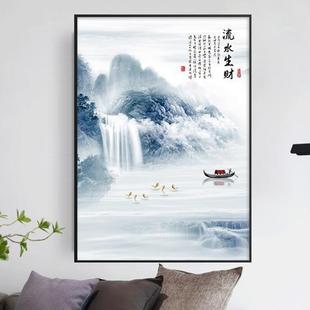 新中式电表箱装饰画免打孔竖款遮挡配电箱电源箱挂画总开关盒壁画