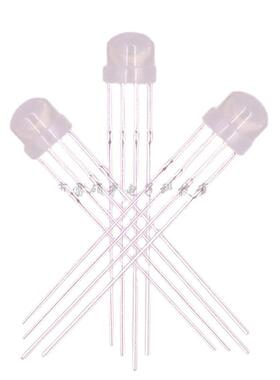 5mm草帽全彩共阴rgb直插led灯珠雾状四脚变色f5七彩红绿蓝三色