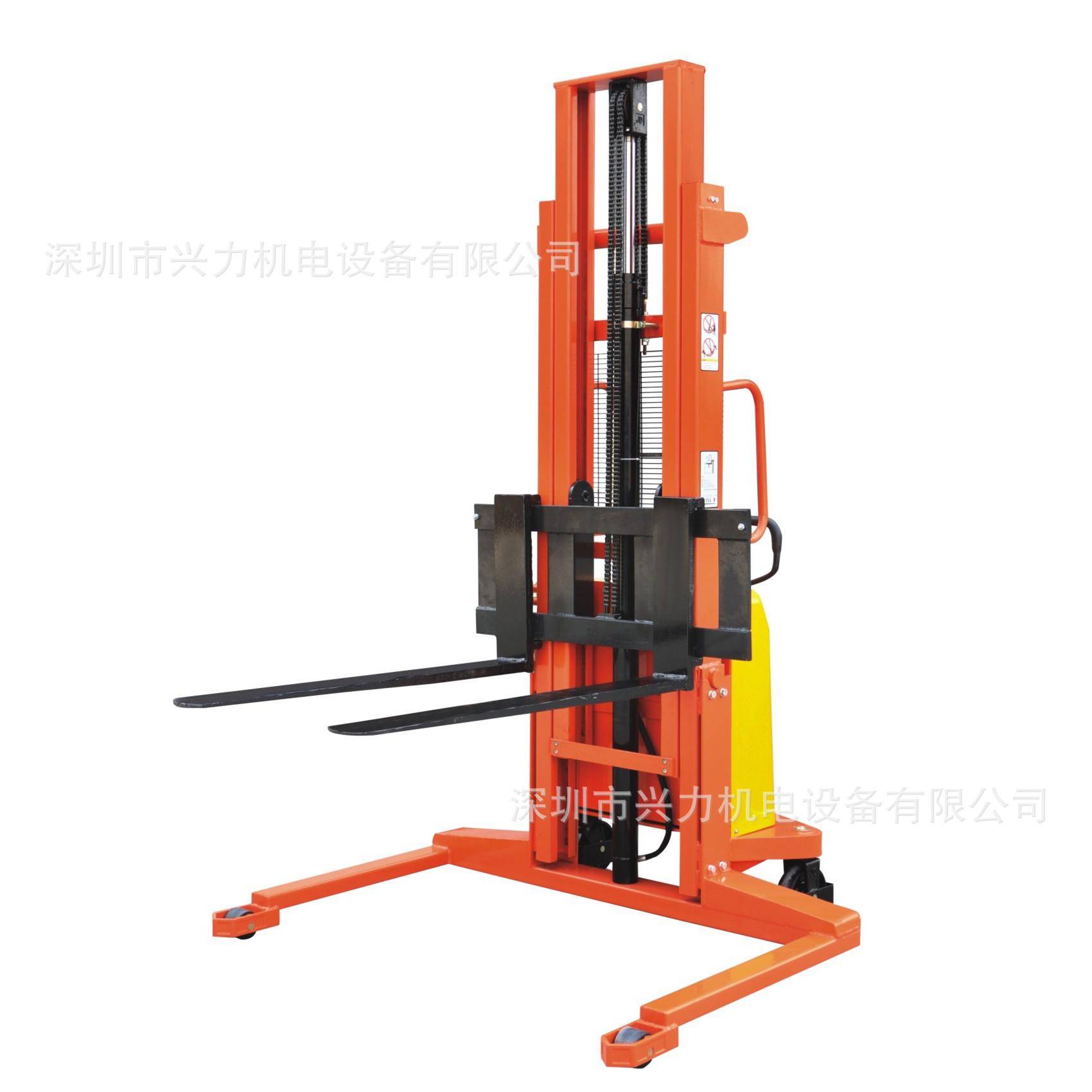 宽支腿半电动堆高车半电动堆高机宽货叉腿半电动叉车