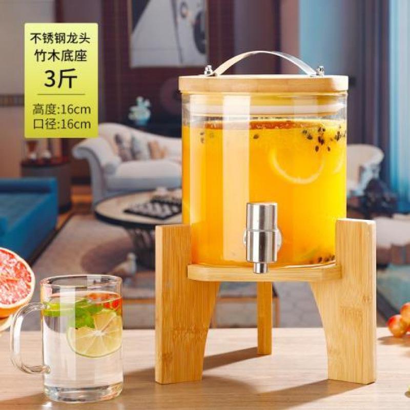 Q耐高温玻璃青梅泡酒瓶带龙头泡酒坛葡萄酿酒瓶可乐饮料密封罐家W