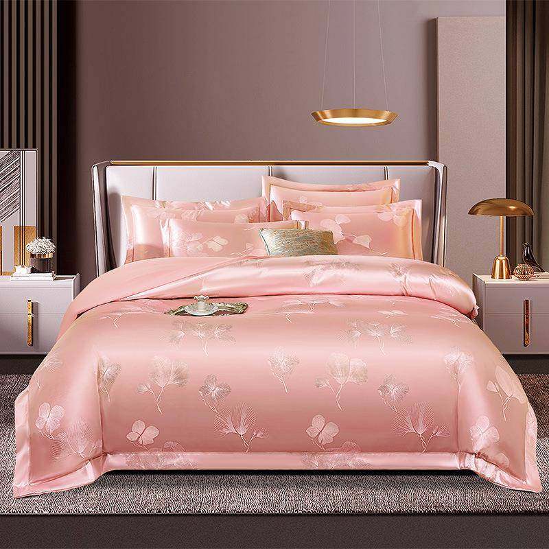 欧式天丝贡缎提花四件套婚庆莫代尔蕾丝床上用品被1.8米床单4件套