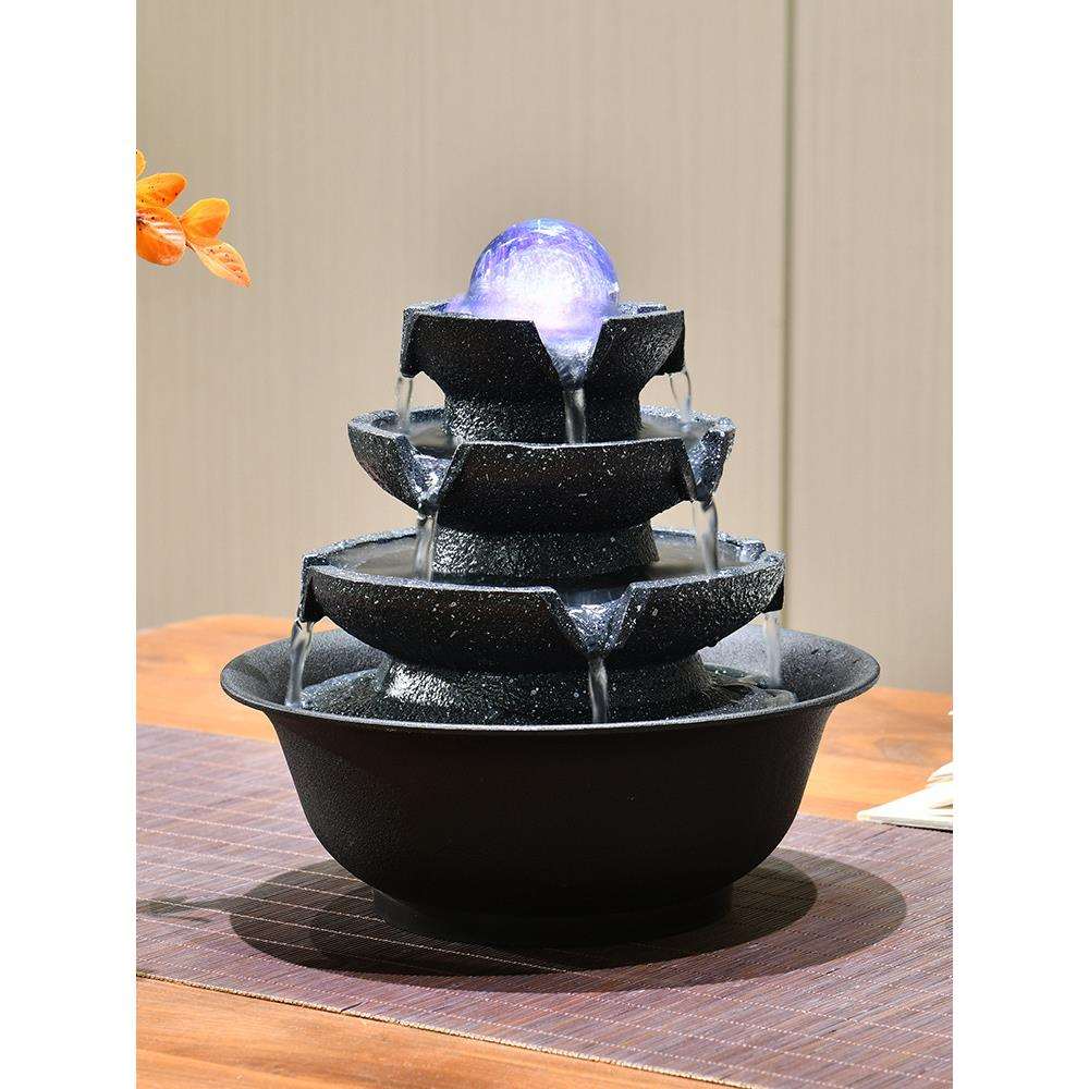 八方来财循环水生财风水轮倒流水摆件时来运转动圆水晶球招财喷泉