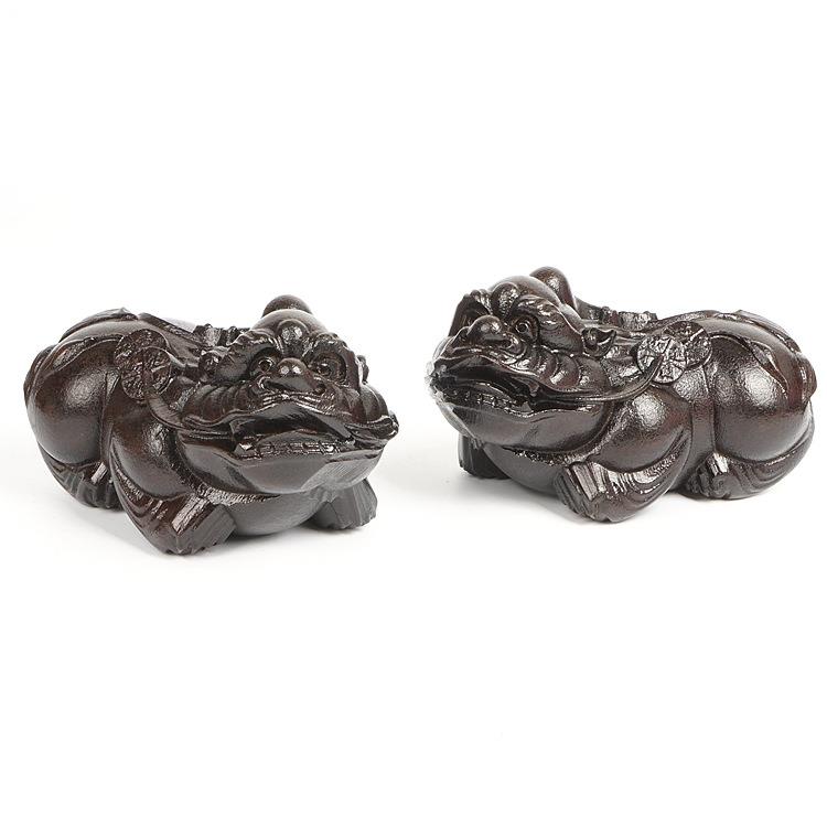 皮黑木雕黑檀沉香木 貔貅风水摆饰 木质工艺品摆件挂件