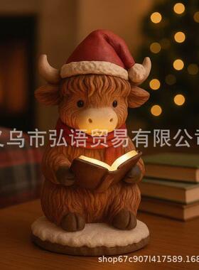 创意节装饰小牛小夜灯可爱卡通动物雕像家居桌面摆件