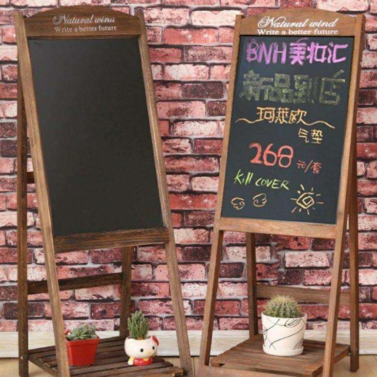 折叠黑板实木花架立式广告架子展示架指示牌小黑板宣传板家用店铺