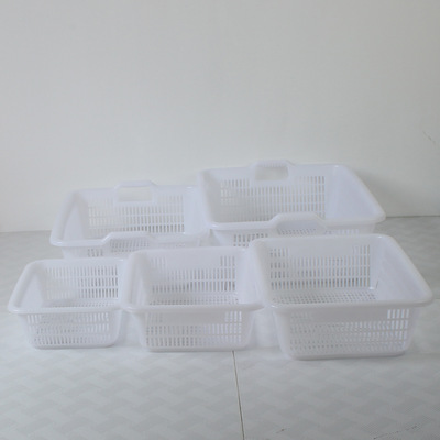 白色方筛厨房蔬菜水果沥水篮配货麻辣烫篮子塑料杂物收纳筐子