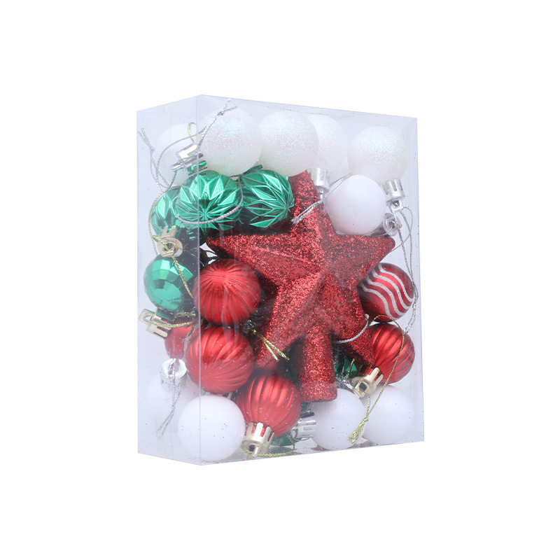 圣诞节新款36p圣诞球装饰品彩绘球吊球异形球套盒装饰礼品