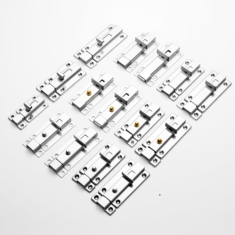 插销不锈钢3寸4寸自弹按钮防盗弹簧木门公共卫生间试衣间门栓自动