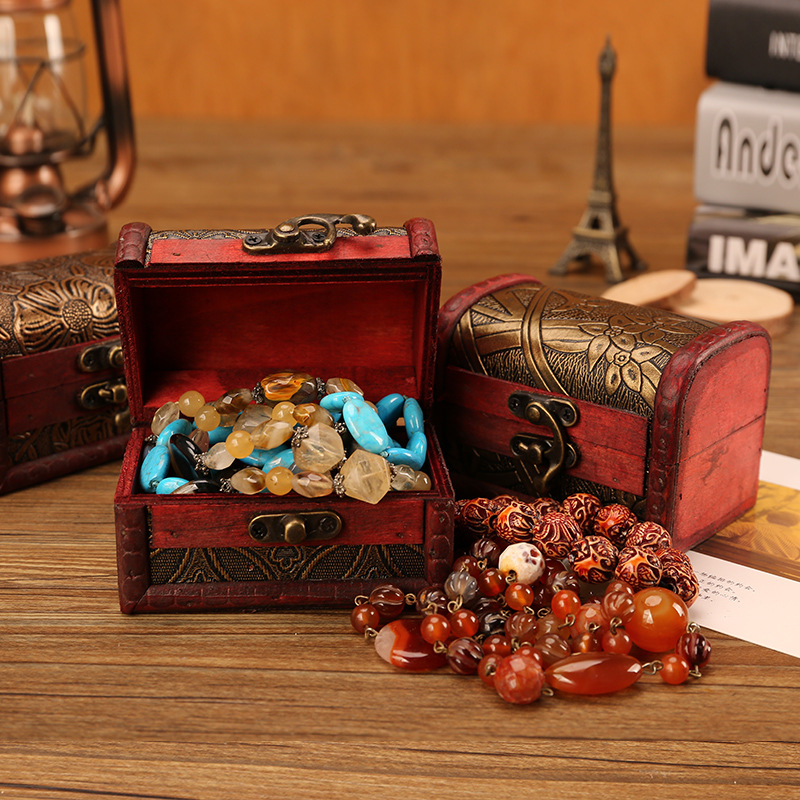 欧式仿古收纳小盒子复古储物木盒首饰喜糖收纳盒摄影拍摄道具宝盒