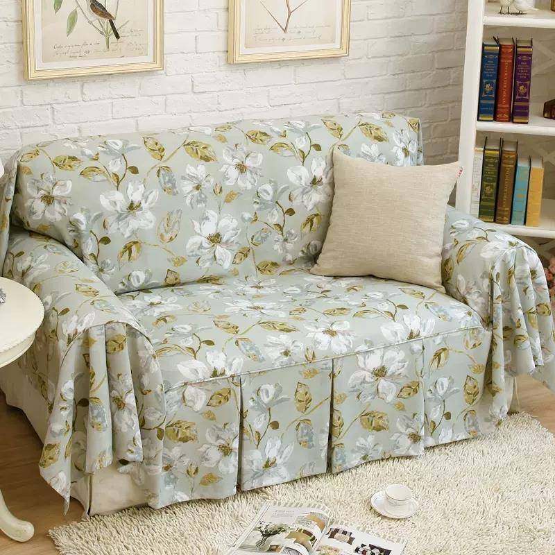 新品防猫抓美式花鸟沙发巾沙发套罩全盖布欧式四季通用可定制定做