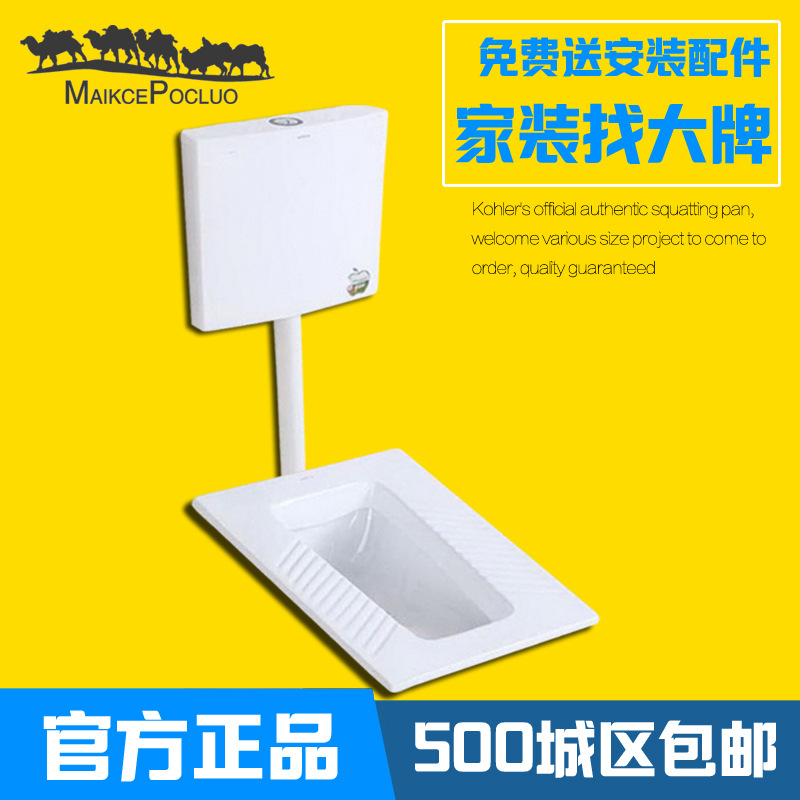 家用蹲便器冲水箱整套装 陶瓷蹲便器大便器防臭蹲厕整套蹲坑便池