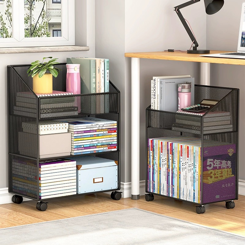 可移动多层收纳书架带轮推车