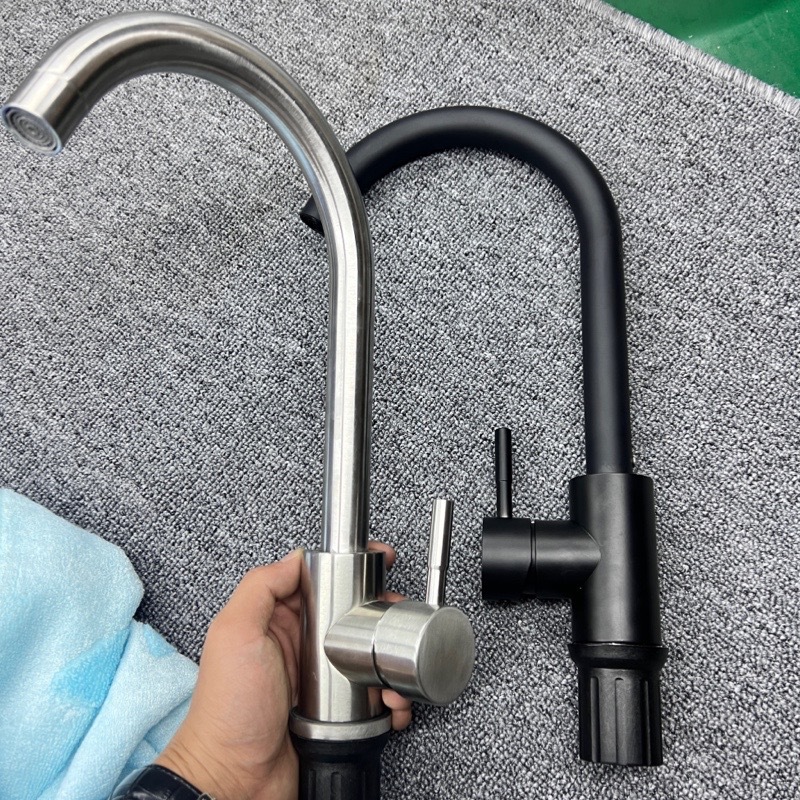 不锈钢厨房冷热水龙头洗菜盆水槽洗碗池防溅可旋转水龙头