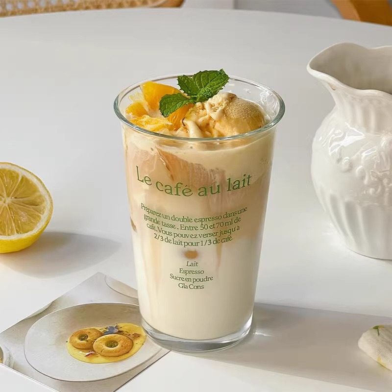 高款家用玻璃杯350ml创意字母饮料咖啡杯加厚办公室地推礼品杯子