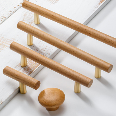 新中式实木拉手复古原木风