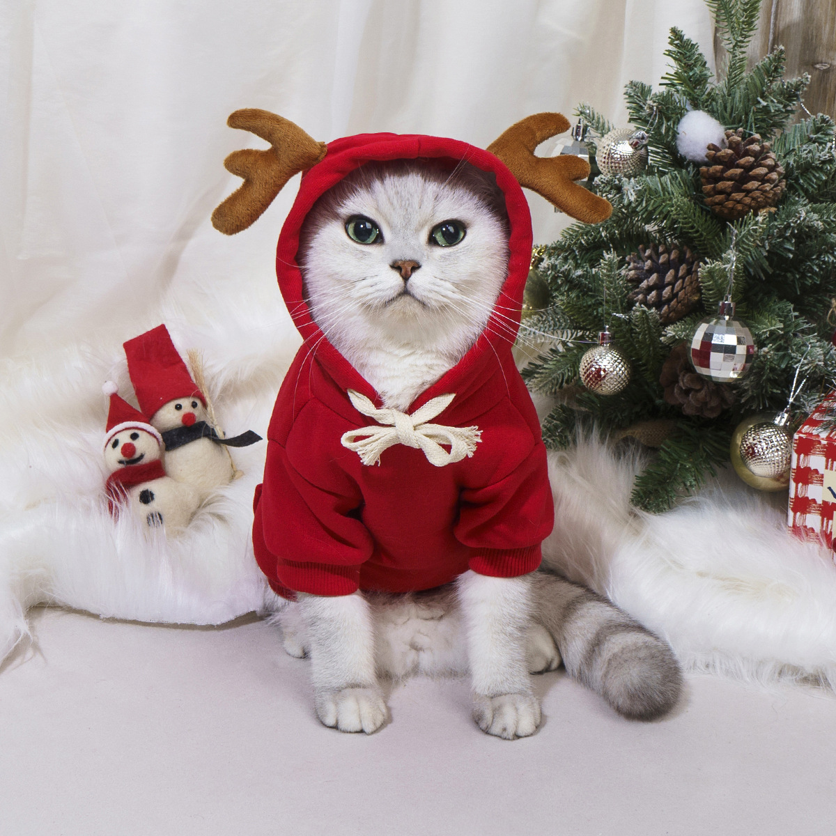 爆款圣诞节宠物衣服狗猫 通用鹿角卫衣创意服饰猫咪麋鹿cos服