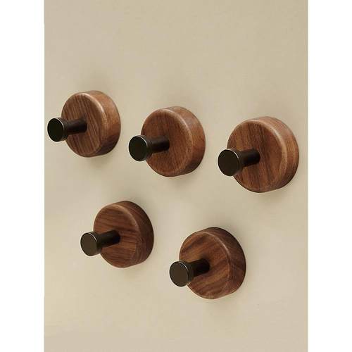 胡桃木衣架墙挂衣钩免打孔入口门鞋柜衣钩门后衣钩