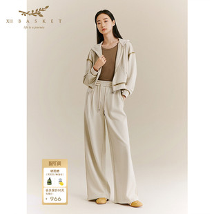 子女卡其绿秋款 XII BASKET十二篮运动休闲宽松垂感百搭阔腿裤