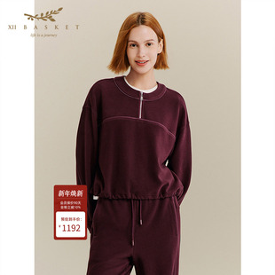 XII 高级感显白安可拉红舒适绒面圆领卫衣女 BASKET十二篮25秋新款