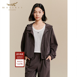户外运动深咖色百搭连帽外套女 商场同款 XII BASKET十二篮25秋新款