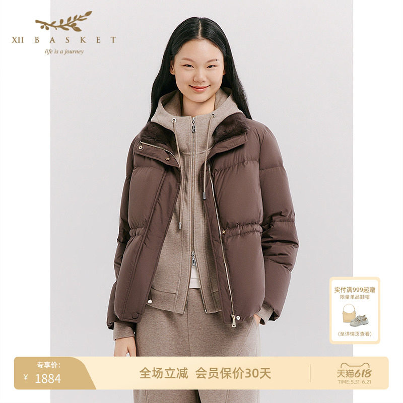 十二篮水貂毛领短款羽绒服