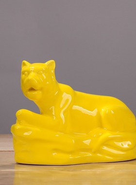 陶瓷老虎摆件十二生肖白色属相现代动物办公室工艺品招财镇宅装饰