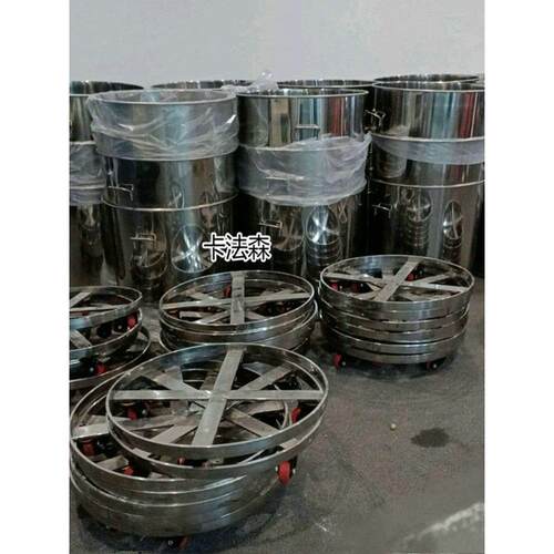 周转车运输工具车带轮移动不锈钢桶汤桶底座架子特厚不锈钢圆桶车