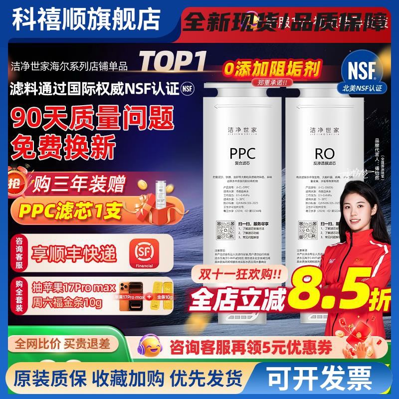 洁净世家适用海尔净水器滤芯HRO4H98/4H99/6H79/6H99/8H81PPC滤芯