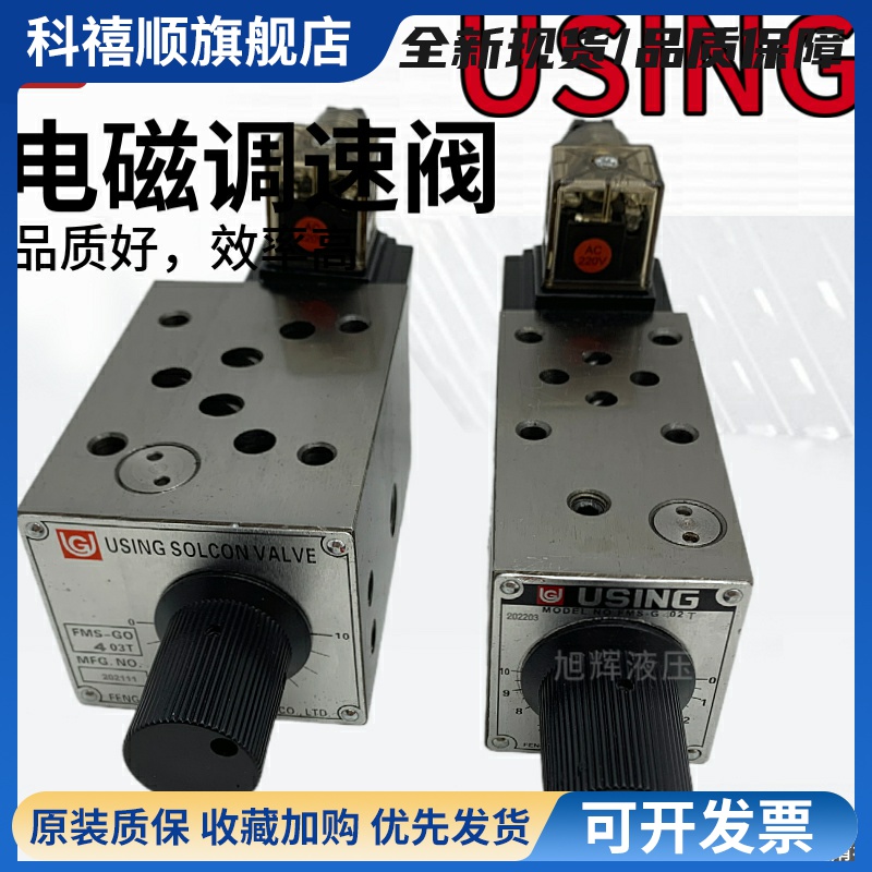 台湾峰欣USING电磁调速阀FMS-GO G 4/6/8/12-02 03 T A B P流量阀
