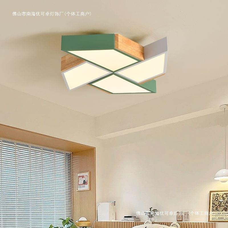 主卧室灯简约现代超薄北欧日式原木风灯具房间餐厅阳台风车吸顶灯