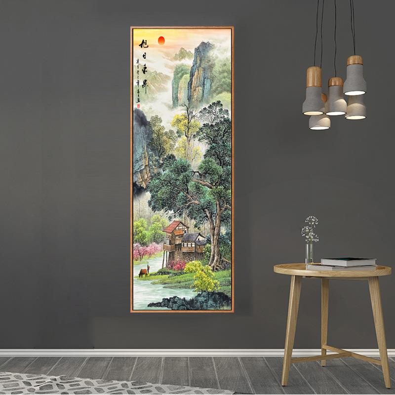 新中式山水画玄关装饰画客厅沙发墙壁画楼梯走廊玄关挂画图案