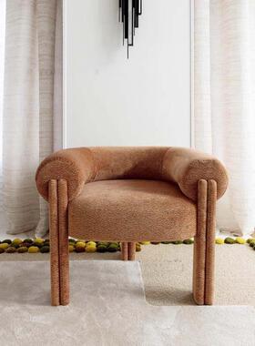 北28818轻奢羊羔绒扶手椅客厅居沙家单人形发小红书欧款异休闲椅