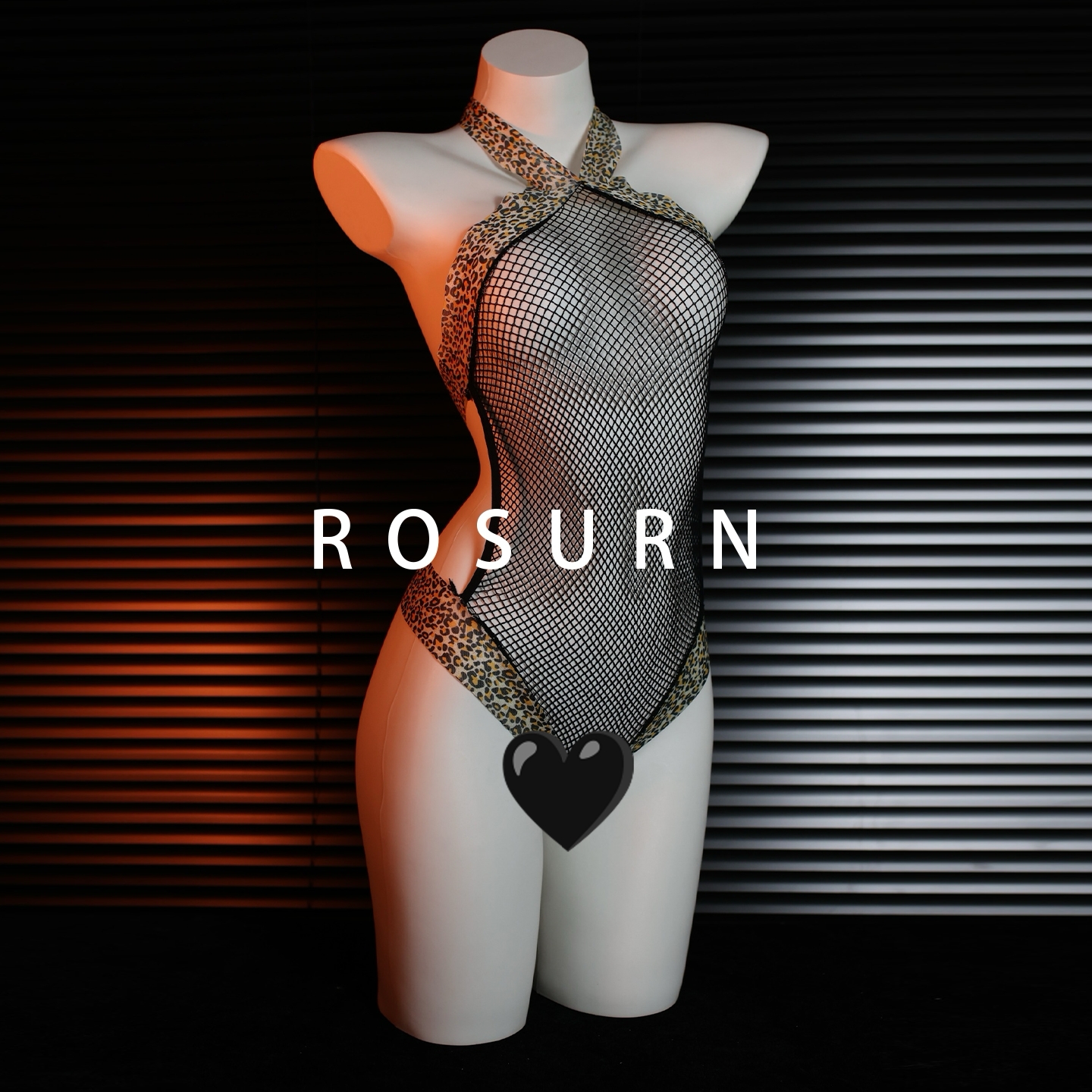 夜曲蔷薇「狩猎时刻」性感豹纹紧身连体透视网衣