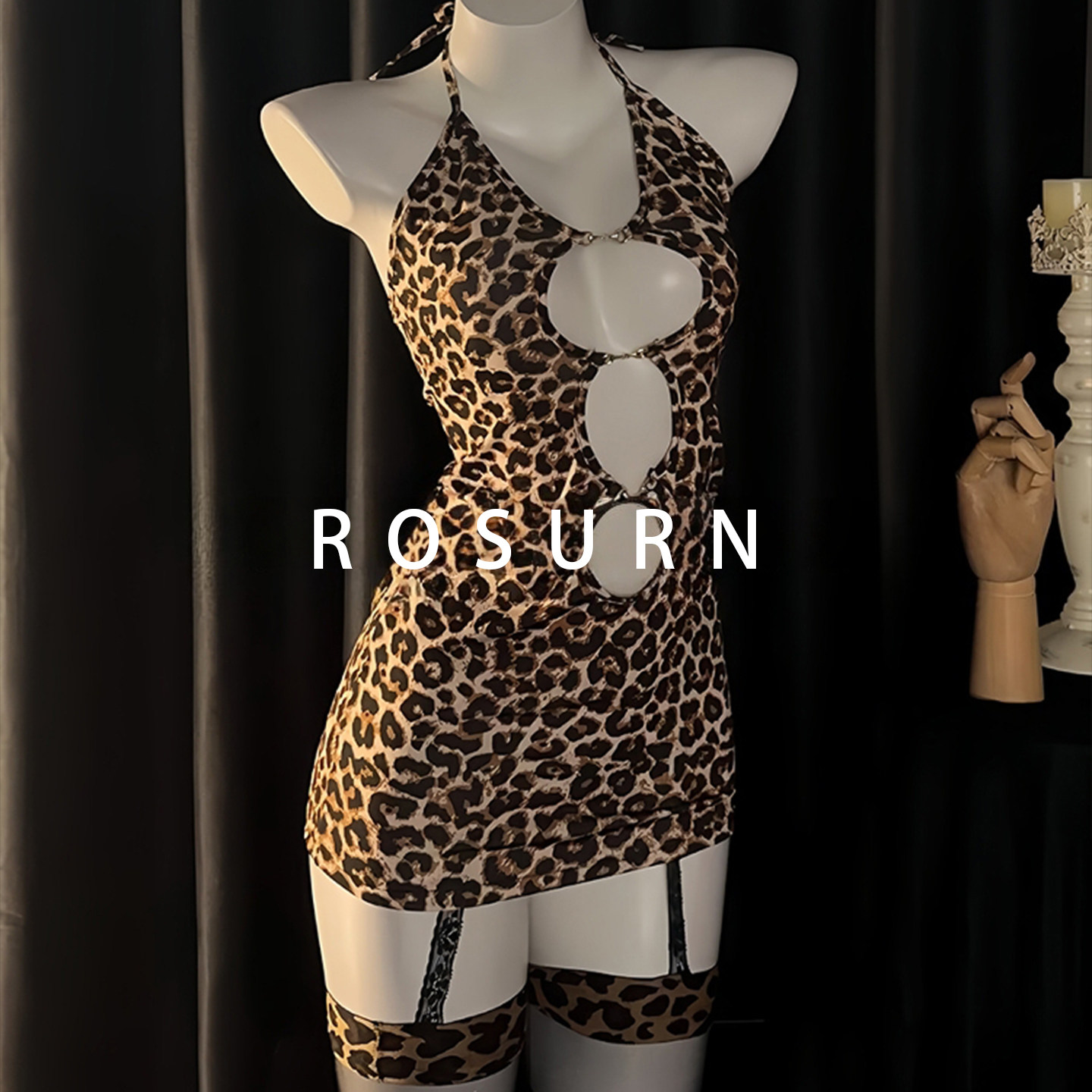 夜曲蔷薇「豹豹我」性感豹纹挂脖包臀辣妹睡裙,女士内衣/男士内衣/家居服,内衣配件,淘宝优惠券,粉丝福利购,淘宝优惠卷