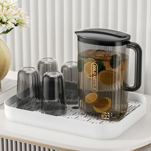 冰箱果 麦德龙家用简约冷水壶塑料大容量凉水壶耐高温透明水杯套装