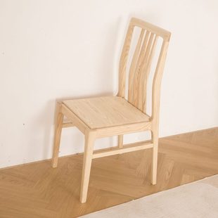 三木美居实木原木全白蜡木家用舒服北欧餐椅书桌椅樱桃木靠背椅