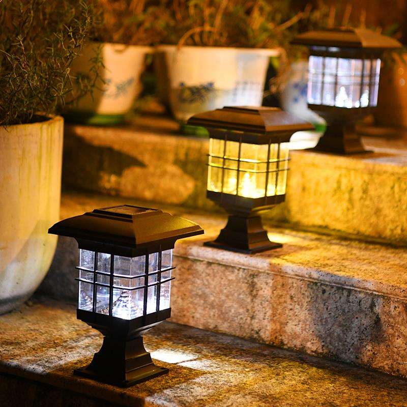 led太阳能庭院户外草坪小夜灯家用花园布置超亮防水围墙柱头装饰