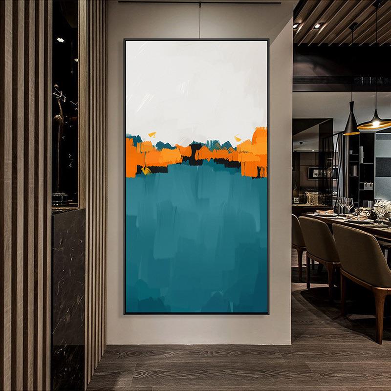 拼色玄关走廊过道装饰画软装壁画北欧油画酒店挂画中式抽象艺术画