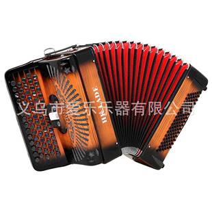 键钮式手风琴96贝斯69键橙色手风琴三键变音巴扬手风琴