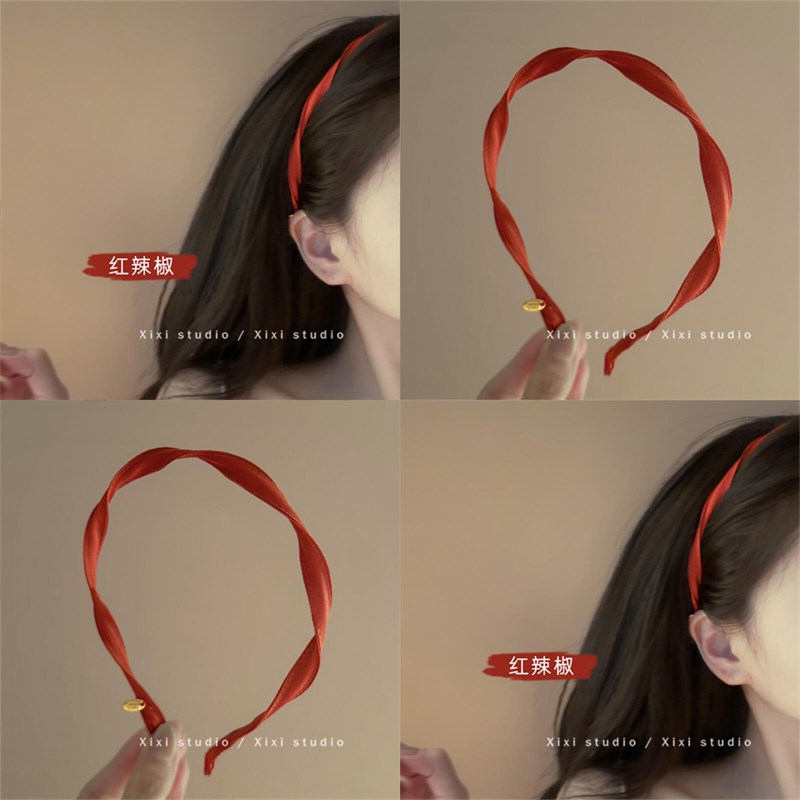 小段带!洋气螺旋细边发箍!氛围感百搭发窟盘发器设计感防滑发捆