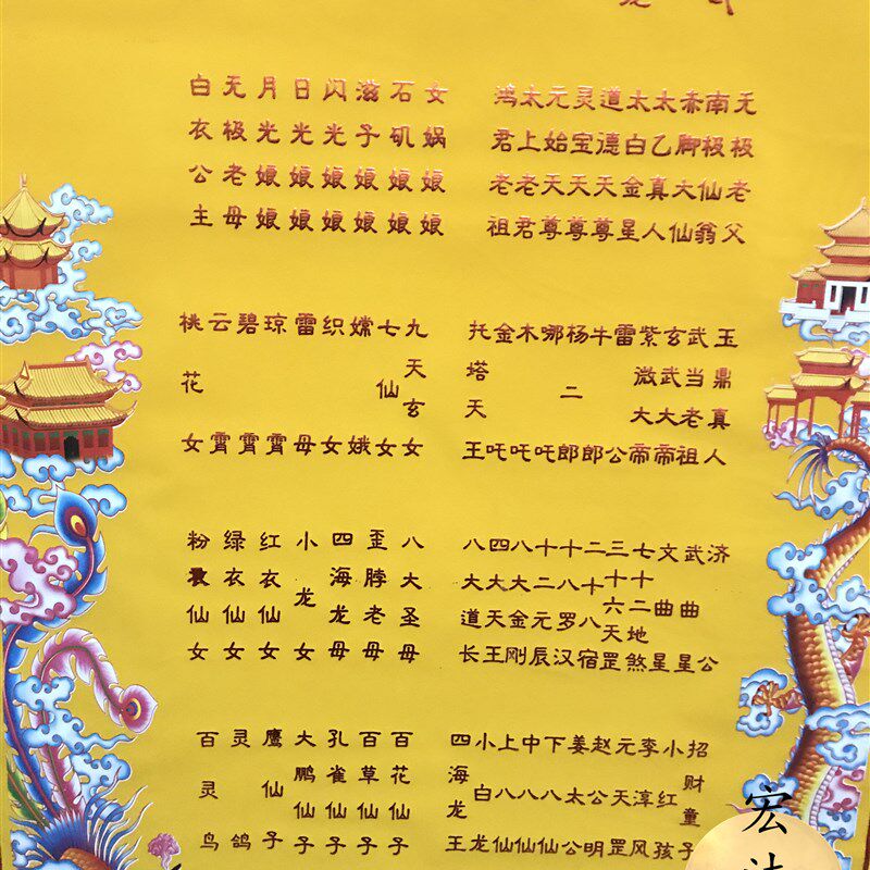 绒布龙凤堂单 仙堂子上方堂单 光普照 玉皇王母上方全堂仙