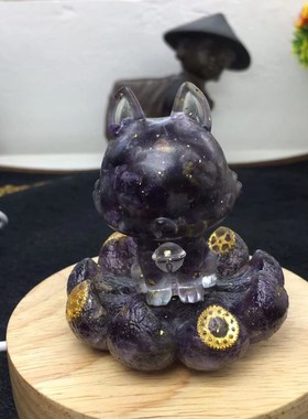 记水晶滴胶碎石九尾狐黄水晶粉水晶紫水晶金曜石左右