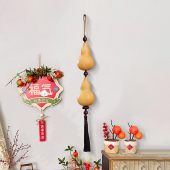 五福临门天然葫芦串挂饰家居客厅玄关墙壁装 饰品壁饰平安招财挂件