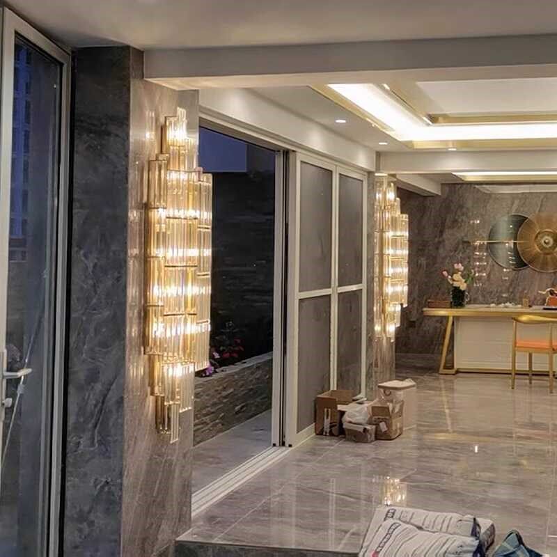 酒店大厅水晶壁灯宴会厅大堂售楼部门厅灯别墅客厅背景墙大型壁灯
