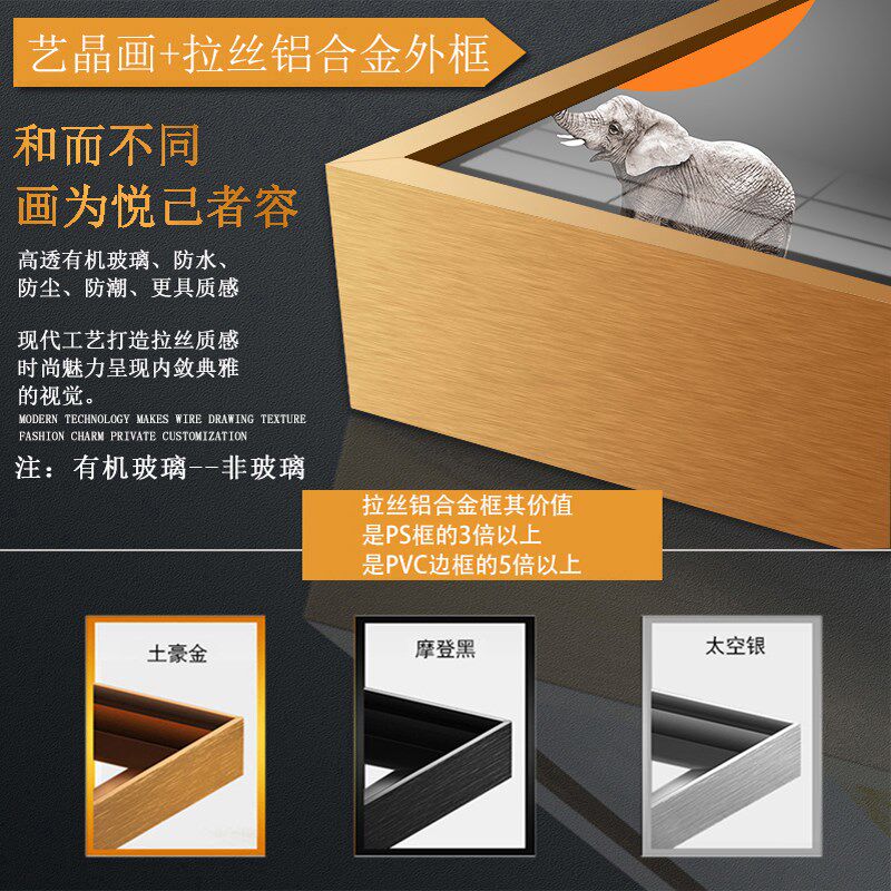 入户玄关饰画现代大象招财客厅走廊过道挂画尽竖大壁画