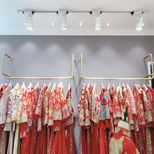 婚纱店展示架上墙壁挂式陈列架金色婚纱架子影楼礼服货架